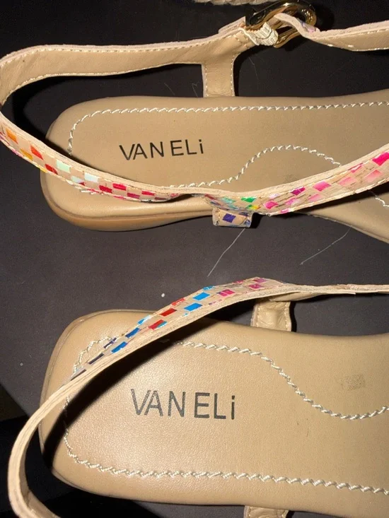 Van Eli Multicolor Mosaic T‑Strap Sandals - Beige/Multicolor Size 11 M - Picture 11 of 11